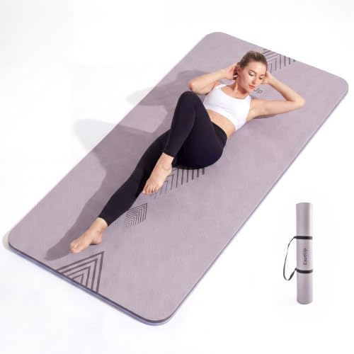 EaseUp Large Yoga Mat 73x35.5x0.4",10mm Thick Non-Slip for Home Workout - color: Dusty Purple