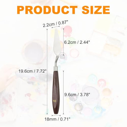 HARFINGTON Palette Knife Painting Tool 2.44 x 0.87 Stainless Steel Art Spatula Pallet Knives Scrapers Tools with Beech Wood Handle for Acrylic Oil Canvas Mixing Spreading, Red/Silver - size: 2.44" x 0.87"