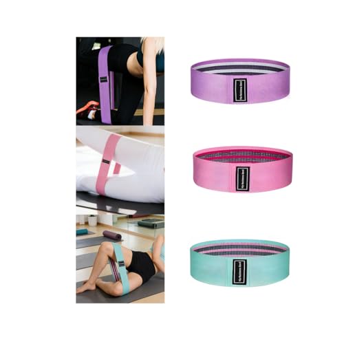 Fabric Resistance Bands for Legs and Butt, Non-Slip Booty Bands for Gym Yoga Squat, Glute Exercise Loops with Carry Bag - color: 3Pcs