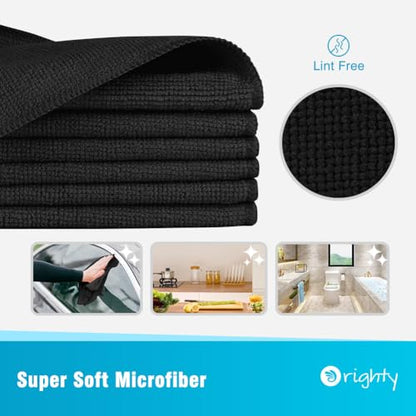 Orighty Microfiber Cleaning Cloth, Cleaning Rags, 24 Pack, 12x11 in, Black - color: Black, size: 24 Pack