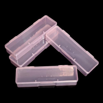 4Pcs Transparent Storage Boxes For Nail Tool Professional Pedicure Manicure Tools Set Plastic Nail Art Tool Box Storage Case Nail Supplies, Pink - color: 4PCS Pink