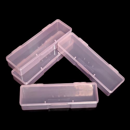 4Pcs Transparent Storage Boxes For Nail Tool Professional Pedicure Manicure Tools Set Plastic Nail Art Tool Box Storage Case Nail Supplies, Pink - color: 4PCS Pink