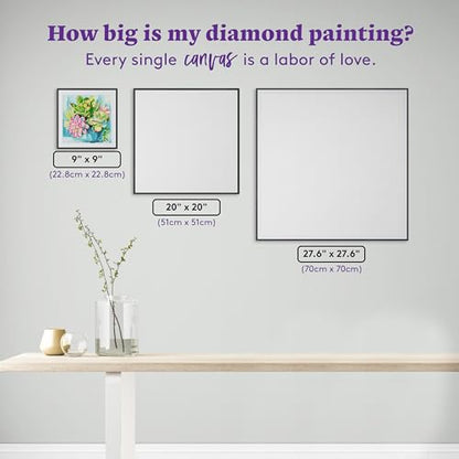 DIAMOND ART CLUB Potted Succulents Diamond Art Kits for Adults | Premium Diamond Painting Kit, Fun DIY Crafts for Adults, Round Diamond Art Canvas, 9" x 9" (22.8 x 22.8 cm) - color: Potted Succulents