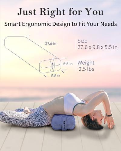 Tumaz Yoga Bolster Set, Rectangular Yoga Bolster with Washable Cover - color: Classic Blue