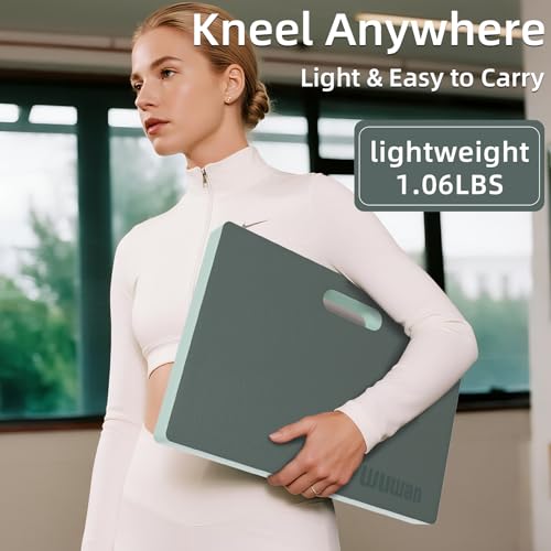 Yoga kneeling mat, 1.5inch Thick,Knee Push-ups, Plank Support & Yoga Elbows/Knees Mat Provides Cushion for Kneeling & Elbows - color: Green with leather front