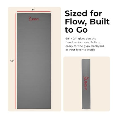 Sunny Health & Fitness Exercise Yoga Mats - Non-Slip Support for Home & Gym - color: Classic Grey