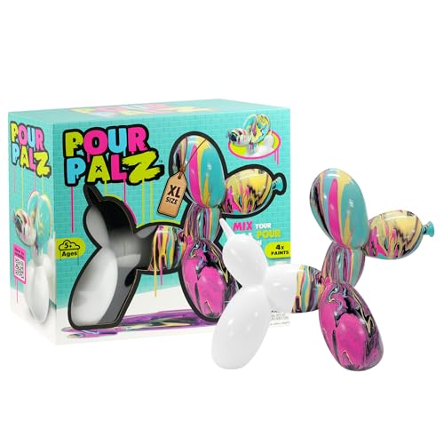 DIY Paint Pouring Kit – 1 XL Balloon Dog, 4 Acrylic Pour Paints, Mixing Cups & Tools, Create Unique Marbled Art, Fun Hands-On Craft Kit for Kids & Adults, Candy Ripple, Ages 5+ - color: Dog Candy Ripple