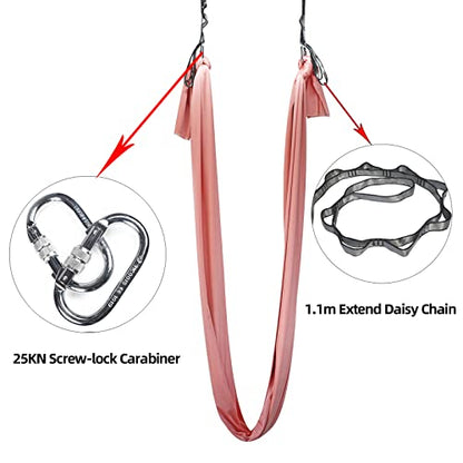 PRIOR FITNESS Aerial Yoga Hammock Rigging Daisy Chain & Carabiner w/CE Cert