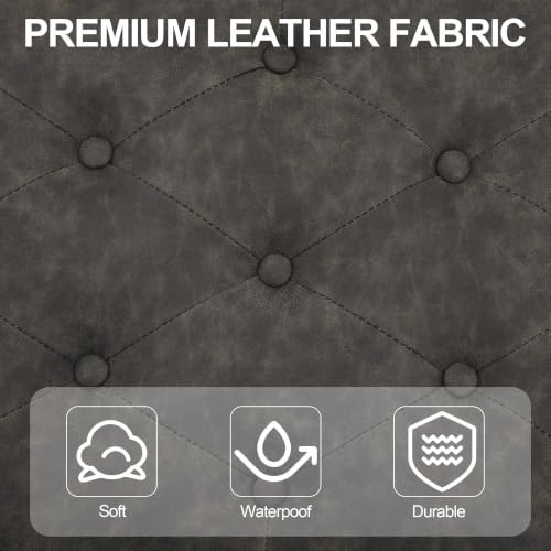 43.5" Padded Button Tufted Faux Leather End of Bed Bench, Charcoal Gray - color: Charcoal Gray-pu-tufted