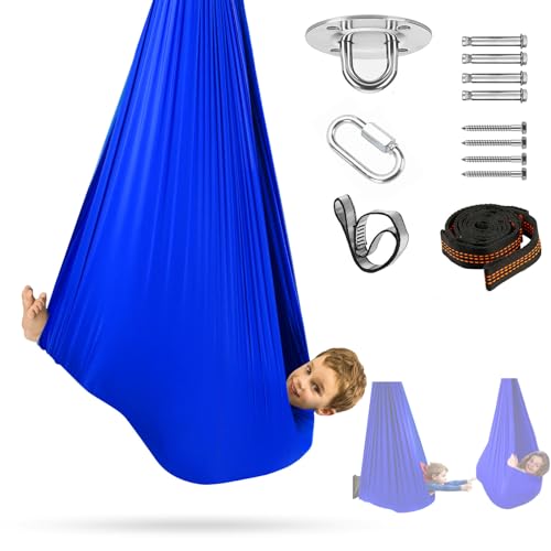 Sensory Swing, Therapy Swing for Kids & Adults, Cuddle Swing Indoor Outdoor - color: Blue