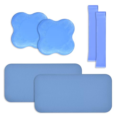 Yoga Knee Support Pad for Women Pilates Kneeling Cushion | Elbows Wrist Hands Head Foam Extra Thick Men Exercise Knees Pads Set of 6 Pieces - color: Blue