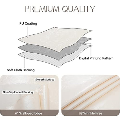Romanstile Waterproof Vinyl Tablecloth Rectangle, 52 x 70 Inch, Flower Beige - color: Flower Beige, size: 52" x 70" (Rectangular)