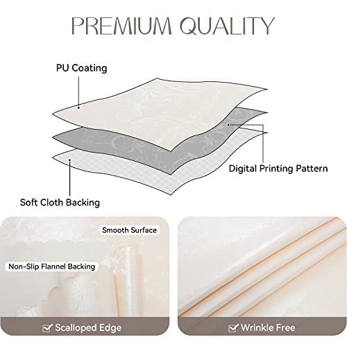Romanstile Waterproof Vinyl Tablecloth Rectangle, 54 x 120 Inch, Flower Beige - color: Flower Beige, size: 54" x 120" (Rectangular)