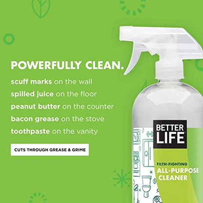 Better Life All Purpose Cleaner - Multipurpose Home and Kitchen Cleaning Spray for Glass, Countertops, Appliances, Upholstery & More - Multi-surface Spray Cleaner - 32oz (Pack of 2) Clary Sage/Citrus - size: 32 Fl Oz (Pack of 2)