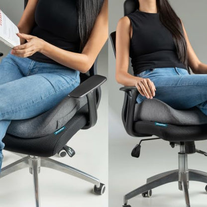 Ergo Office Chair Cushion for Back Pain, Sciatica, Tailbone Pain Relief - color: Dark Gray & Light Gray