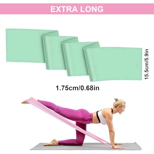 Resistance Bands, Non-Latex Elastic Exercise Bands for Upper and Lower Body, Strength Training Without Weights, Ideal for Physical Therapy, Pilates, Rehab, Home Fitness, Beginners - color: Green