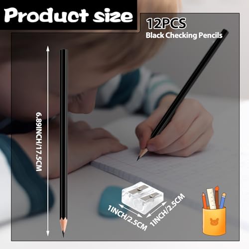 12 Pack Black Colored Pencils for Kids, Pre-sharpened Art Pencils Back to School Supplies Set, Drawing Sketching Pencils for Students, Teachers, Classroom - color: black