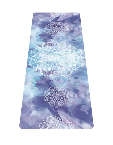 nuveti Printed Travel Yoga Mat 1/16 Inch Thick Non Slip Fitness Workout Mat | with Carrying Bag, Foldable Lightweight Suede & Natural Rubber Yoga Mat for Yoga Pilates and Fitness 72" L x 24" W x 1.5mm - color: PengMoTuYa