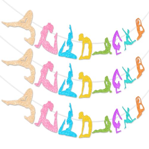 3 Pcs Yoga Garland for Teens Adults Birthday Bachelorette Party Supplies