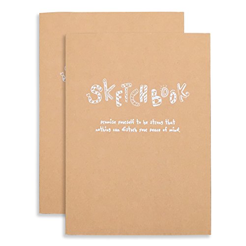 Kraft Cover Drawing Notebook & Sketchbook – Set of 2 Blank Plain Sketch Books – 125g Thick Paper A5 Size, 150x210mm Paper Ideal for Drawing & Sketching- 128 sheets/256 pages – 180 Degree Opening, 2pcs - size: 150x210mm