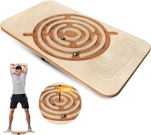 Yes4All 350LBS Professional Wooden Balance Board for Leg Workout, Anti-Slip Rocker Board, Wobble Board for Standing Desk - color: D. Maze Game