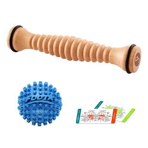 Body Back Wooden Foot Roller & Foot Star® Massage Ball Bundle for Foot Pain - style: Bundled
