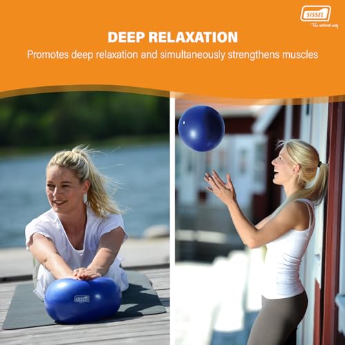 SISSEL Pilates Soft Ball Gray | 8.5 in | Phthalate- & Latex-Free PVC | for Deep Relaxation & Muscle Strengthening | 340 lbs Capacity | Includes Exercise Guide - color: Blue, size: 8.7"