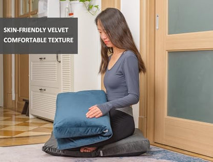 Meditation Cushion,Velvet Meditation Pillow and Zabuton 2-in-1 Portable Design(50 * 70CM). (Blue, Service H：9cm) - color: Blue