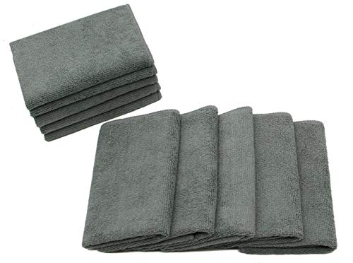Microfiber Cleaning Cloth, Washcloths, 12x12 inch, 10 Pack, Gray | Fast Drying Dish Cloths for Washing Dishes, Ultra Absorbent Dish Rags, Lint Free Cleaning Rags For House&Kitchen - color: Gray