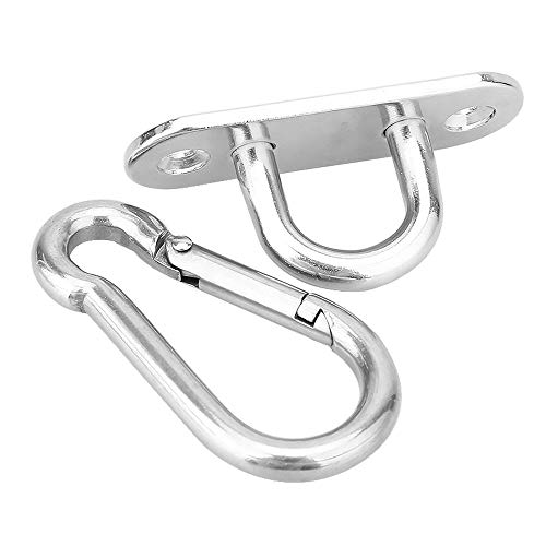 2 Set Heavy Duty Hanger, Swivel Carabiner Hammock Wall & Ceiling Mount Swing Hooks - Outdoor Exercise & Yoga - Stainless Steel