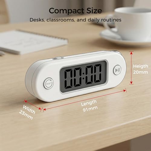 Digital Timer for Kids, Countdown Timer with Rotary Knob, Silent & Sound Modes, Large Display, Easy Reset for Kitchen, Cooking, Egg, Classroom, Teacher, Exercise, Study