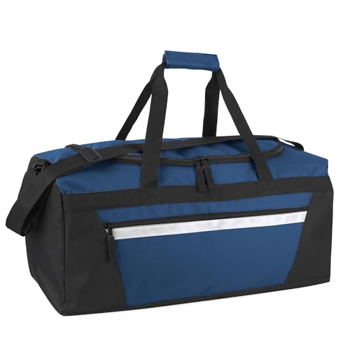 40 Liter, 22 Inch Reflective Duffle Bag with Shoulder Strap for Men, Women, Travel - color: Navy