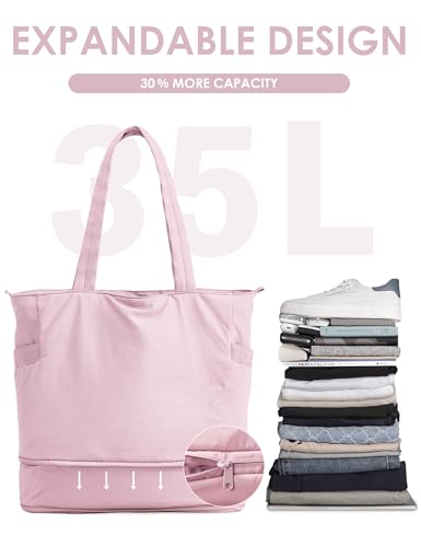 Tote Bag for Women,Puffer Work Bags with Zipper Compartments, Expandable Handbag for Travel Work Sport