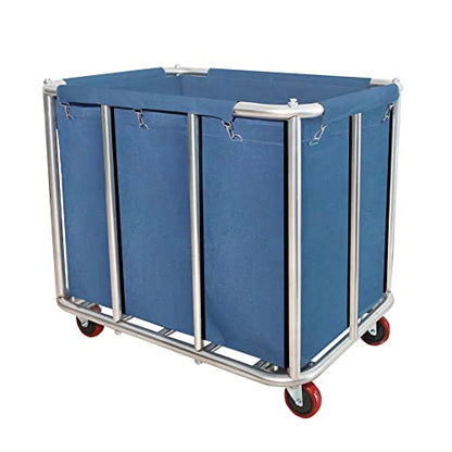 Laundry Cart Commercial,11.35 Bushel (400L) Large Industrial Rolling Laundry Hamper with 4 Inch Wheels,Home Heavy Duty Laundry Baskets with Stainless Steel Frame, 286 LBS Load，10 Support Tubes - color: Blue - 11.35 Bushels - 10 Tubes