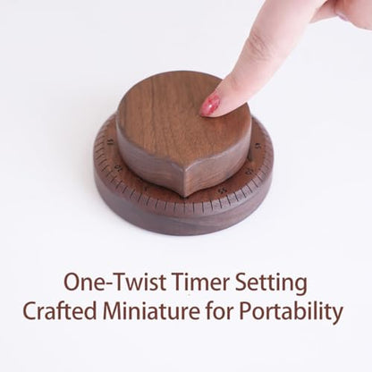 Walnut Wood Kitchen Timer – 60 Minute Mechanical Countdown, Wooden Cooking Timer for Baking, Study & Home (8cm)