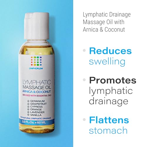 Bruizex Arnica Coconut Lymphatic Drainage Massage Oil 2oz & Fibro Roller Lymphatic Drainage Massage Roller Ball Bundle, for Fibrosis Treatment, Manual Lymph Drainage & Post Surgery Recovery