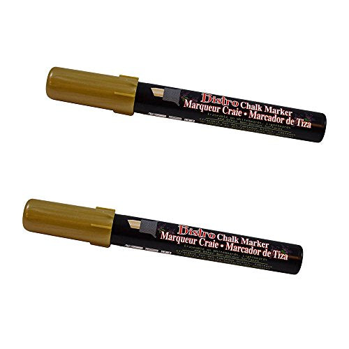 JAM PAPER Dustless Erasable Chalk Markers - Chisel Tip Liquid Chalk Marker - Gold Metallic - 2/Pack - color: Gold Metallic