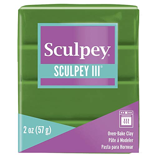 Sculpey III Polymer Oven-Bake Clay, Leaf Green, Non Toxic, 2 oz. bar, Great for Modeling, Sculpting, Holiday, DIY, Mixed Media and School Projects.Great for Kids & Beginners! - color: Green