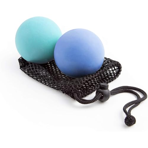 Japanese Craftsmanship Physical Massage Therapy Ball Set - Ideal for Yoga, Deep Tissue Massage,Yoga & Trigger Point Treatments. Set - 2 Extra Firm Balls W/Mesh Bag, Blue