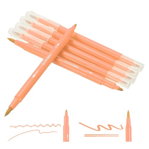 PATIKIL Dual Brush Markers, Orange Yellow Fine and Brush Tip Pen Artist Colored Marker Set Supplies for Adult Coloring Books Lettering Journaling Calligraphy Drawing Doodling, 6 Pcs - color: Orange Yellow
