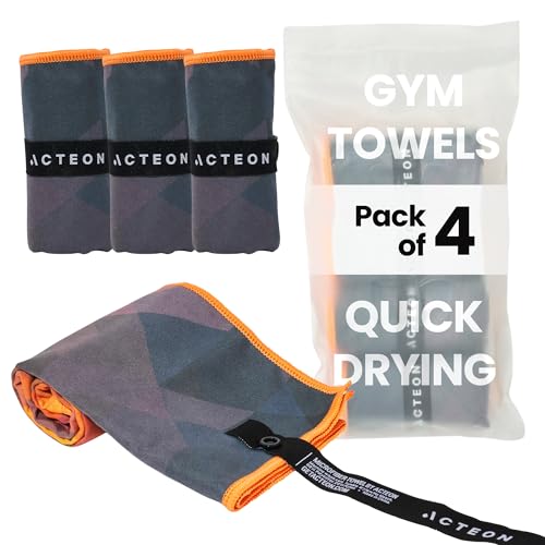 Acteon Microfiber Gym Towels 4 Pack, Quick Dry Odor Free Workout Towels for Men and Women, Super Absorbent Sports Sweat Towel for Gym, Yoga, Running, Travel, 16 x 30.5 Inch - color: Dusk