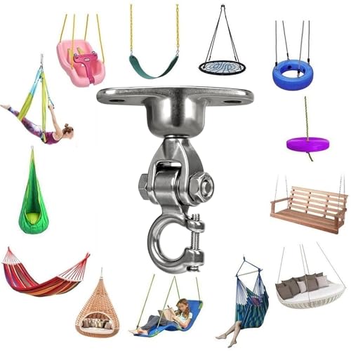 Heavy Duty 304 Stainless Steel Swing Hanger with Silent Ball Bearing, 360° Rotation & 180° Swing, 600 lbs Capacity, for Playground, Swing Set, Hammock, Yoga, Punching Bag - size: 2 Holes-B