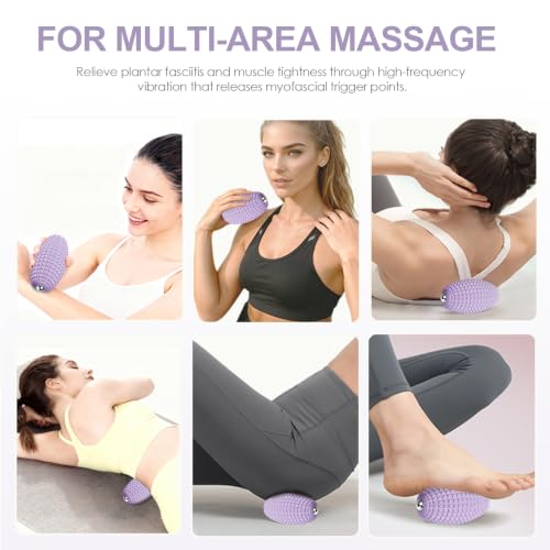 Vibrating Massage Ball with Rolling Head for Plantar Fasciitis - color: Purple