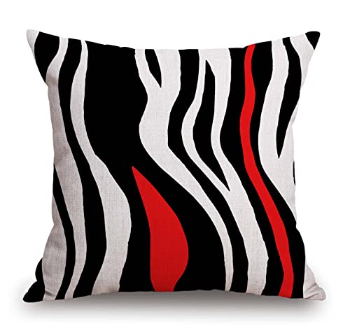 TSSOHU Throw Pillow Cover Geometric Black and White Red Abstract Line Decorative Pillow Case Home Decor Square 18x18 Inches Pillowcase - color: Tss35
