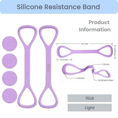 Figure 8 Resistance Band with Non-Slip Handles - color: 15LB Purple