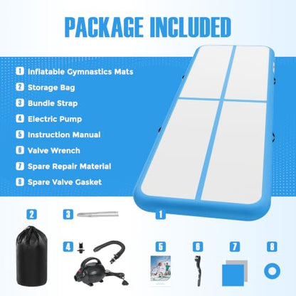 Inflatable Gymnastics Mat Air Tumble Track Tumbling Mats with Pump - color: Blue, size: 13ft*3.3ft*4inch(4m*1m*10cm)