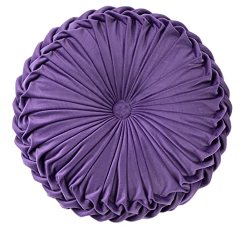 Baiyuruodie Round Velvet Pillow, Sofa Bed Bedroom Decorative Throw Pillow (38cm, Dark Purple) - color: Dark Purple, size: 1 Count (Pack of 1)