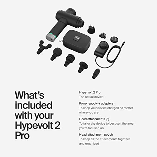 Hyperice Hypervolt 2 Pro Handheld Percussion Massage Gun Deep Muscle Tissue - size: 5 Head Attachments, style: Hypervolt 2 Pro
