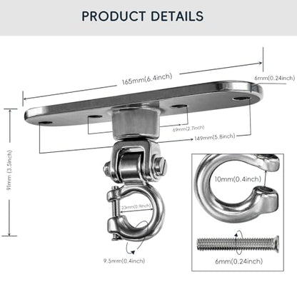 Heavy Duty Stainless Swing Hanger with Smooth Bearings 180°+360°Swing Hardware, 1500 lb Capacity Playground Yoga Hammock Chair Sandbag Porch Swing Bag - size: size2
