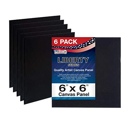 U.S. Art Supply 6 X 6 Inch Black Art Canvas Board Panels 6 Pack - 8 Ounce Heavyweight Cotton Acid Free Canvases for Painting Acrylics and Watercolor (1 Case of 6 Single Canvas Painting Panels) - size: 6" x 6"